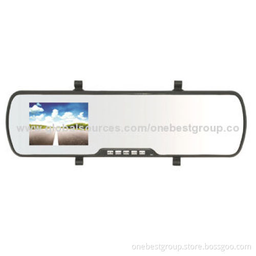 Car Vehicle DVR as Dash Cam Recorder with Rear-view Mirror, Supports Emergency File Protection